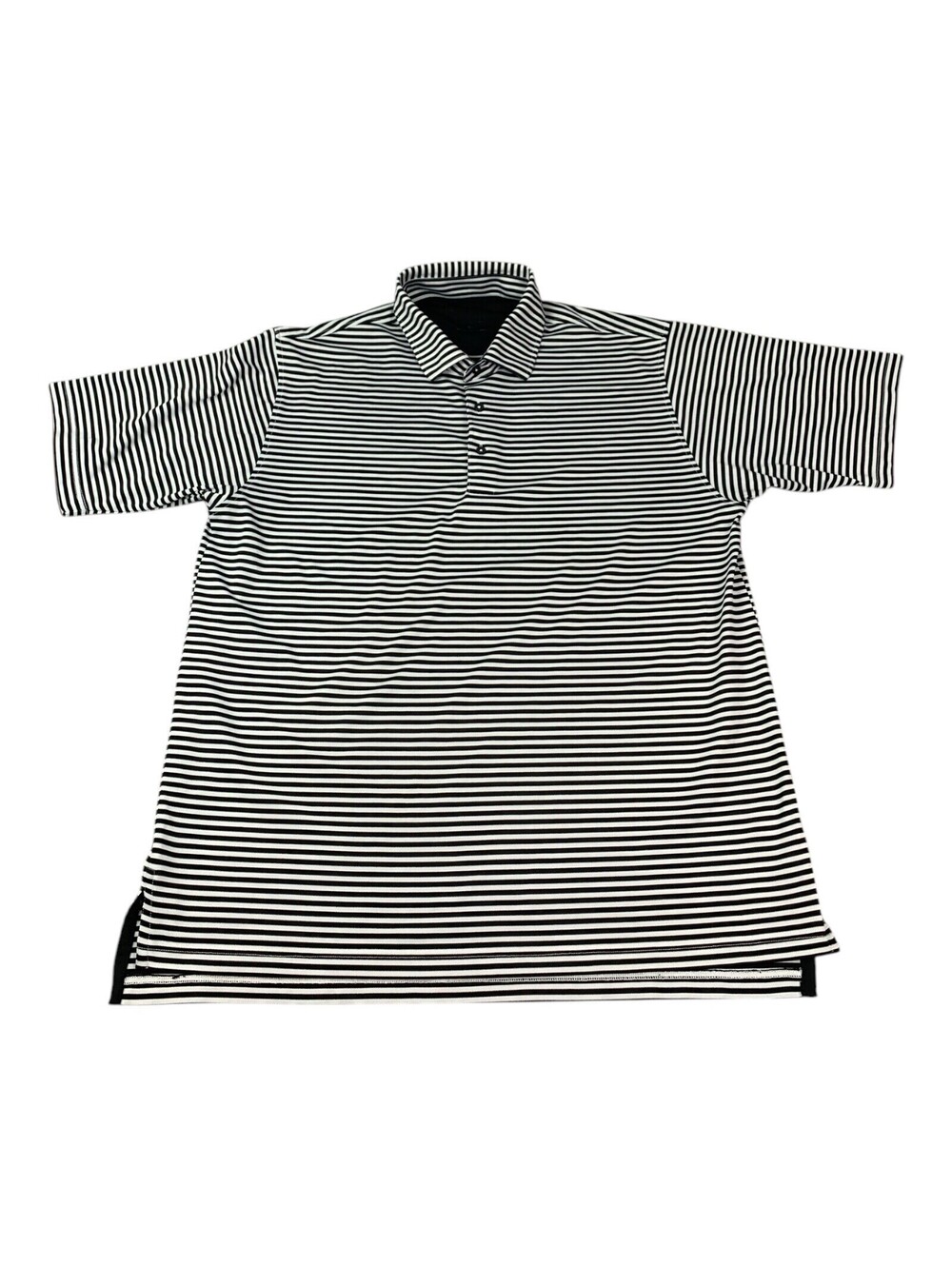 Bobby Jones Men’s Golf Polo Shirt Short Sleeve, Black & White Stripes, Size XL